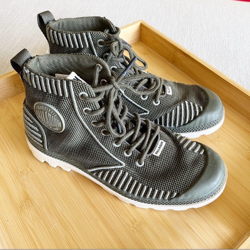 Palladium Pampa High-Top Sneakers in Olive Green